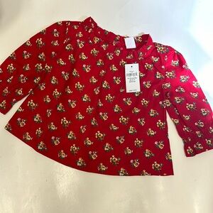 NWT baby GAP red floral ruffle blouse 12-18 months